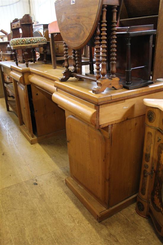 Large Victorian pine pedestal sideboard